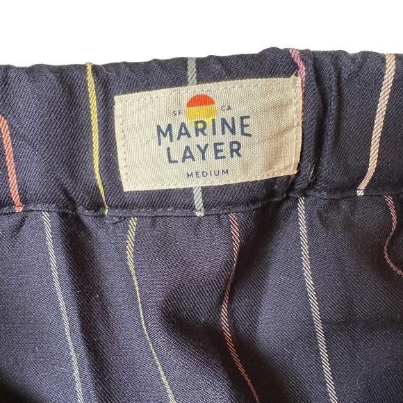 Marine Layer Navy Blue with Yellow, Pink, & Green Horizontal Midi Skirt | Size M - Picture 6 of 8